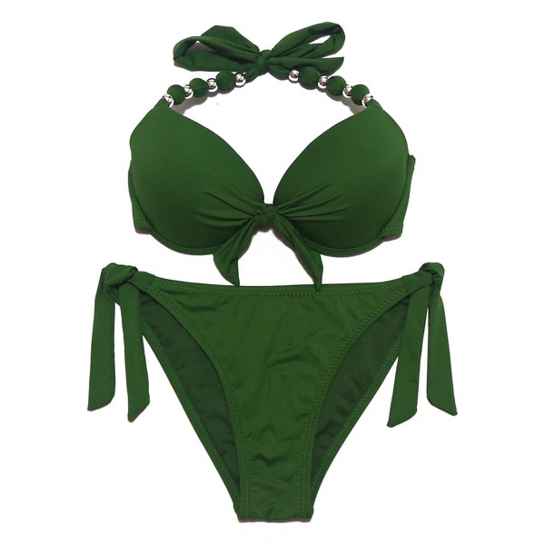 EONAR Women's Side Tied Bikini Sets Removable Swimwear Push Up