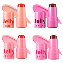 4 Pcs Milk Jelly Blush Stick, Milk Jelly Tint Stick, 4 Colours Jelly Blush, Moisturize and Blendable Milk Blush for Cheek, Eyes, Lip