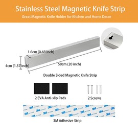 Warhm Magnetic Knife Holder for Wall, 20 Inch Double Sided Magnetic Knife Strip for Fridge, Stainless Steel Magnet Knife Holder Used as Kitchen Utensil holder/Home Organizer/Art Supply Organizer