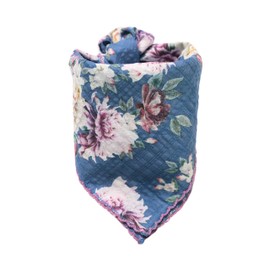 Arumary Soft Cotton & Viscose(Bamboo) Floral Bandanas, Hair wrapper, Headband, Handkerchief, Hair scarf, Neckerchief, 21”X21” (Chrysanths Blue)