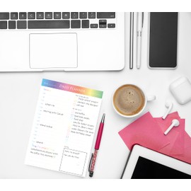 Daily Planner Pad & To Do List Notepad A5 with 50 Undated Tear-off Pages - Note Pad for Work Office- Daily Schedule, To Do List Planner, notes (rainbow)
