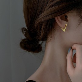 Aucuu Hoop Earrings, Silver 925 Earrings, 14K Gold Small Earrings, Hypoallergenic Sterling Silver Earrings, Small Chunky Hoop Earrings, Huggie Earrings, Earrings for Women, Jewellery Gifts, Platinum