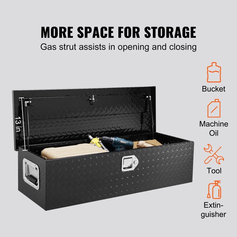 Aluminum Truck Bed Tool Box 39x13x10 Diamond Plate Design Side