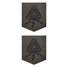 2 PCS AliPlus Viking Valknut Patches IR Infrared Reflective Patches Laser Cut Patches Tactical Morale Patch Hook and Loop(Green)