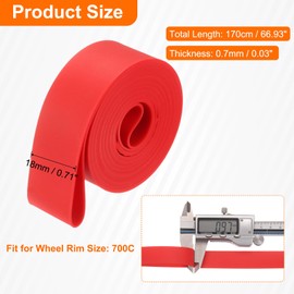 sourcing map 2pcs Bicycle Rim Strip for 700C Bike Tires Puncture Proof TPU Bicycle Inner Tube Flat Protector Tire Liner for Mountain and Road Bicycle, Red