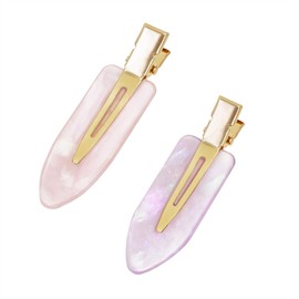 Mini Skater 2.36" Creaseless Hair Clips No Bend Resin Styling Duckbill Hair Barrettes No Crease Flat Clip for Women Hairstyle Bangs Waves Makeup Stylish Hairs Accessories, 2PCS (Pink & Purple)