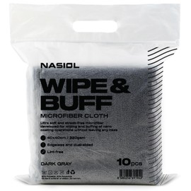 Nasiol Wipe&Buff Microfiber Ceramic Coating Application Cloth 10 Pack, Lint Free Detailing Cloth, Double Sided Car Interior Care, Cleaning Cloth, Dark Gray