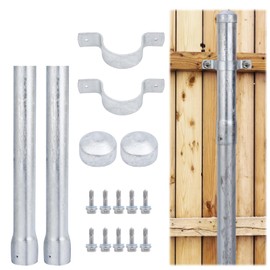 Fence Post Extender 2-3/8" OD 18" Height Heavy Duty Hot-Dip Galvanized Steel with Fence Bracket, Screws & Caps (2 Pack)