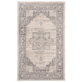 SAFAVIEH Brentwood Collection 2' x 4' Cream/Grey BNT865B Medallion Distressed Non-Shedding Living Room Bedroom Accent Rug