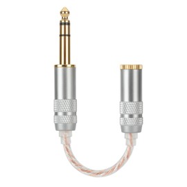 Alphatec 6.35mm Balanced Male to 4.4mm Balanced Female Adapter, OCC Hybrid Silver-Plated Cable, Pro Audio Bridge (0.5ft)
