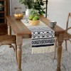 ARTABLE Black and White Boho Table Runner Waterproof Linen with