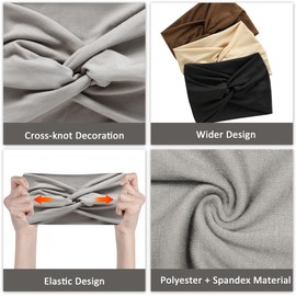 Hair Bands Extra Wide Headbands for Women, 4pcs Stretchy Head Wrap Headband, Vintage Turban Headband for Women Girls Running, Working, Sport Exercise and Casual Wear (Style 1, Headbands)