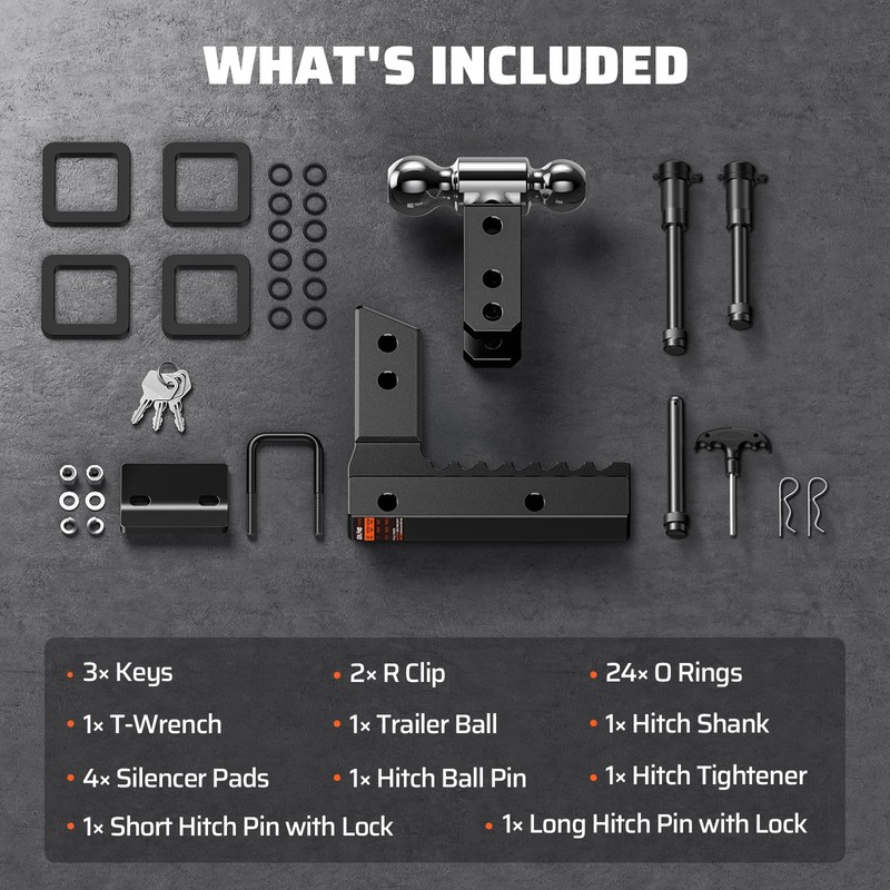 Ehaho Adjustable Trailer Hitch for 2.5-Inch Receiver, Heavy Duty Aluminum