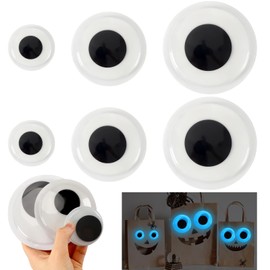 PETKNOWS 6 Pcs Giant Glow in The Dark Googly Wiggle Eyes, Self Adhesive Luminous Sparkle Googly Eyes for Craft Wiggle Eye Stickers Large Sticky Eyes Handicrafts DIY Making 2 Inches 3 Inches 4 Inches