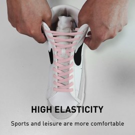 UamGlsob 5/16" Wide Elastic Shoe Laces Replacement Laces for High Tops Sneakers, Stretch Flat Shoelaces Shoe Strings for High Tops Skate Shoes (Pink-02, 36''/92cm)