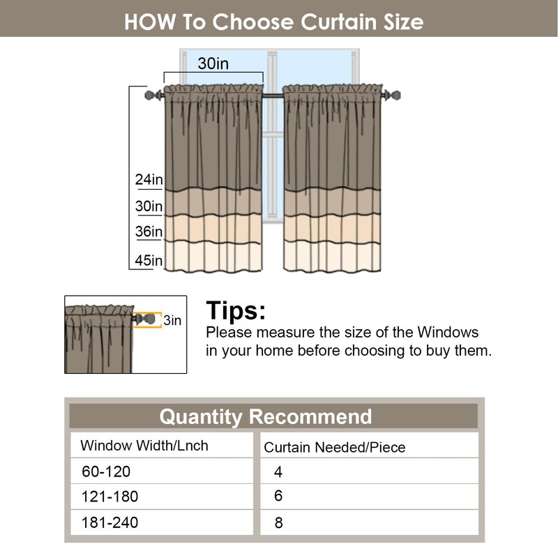 Gwine 24 Inch Long Tier Curtains for Small Window, Short