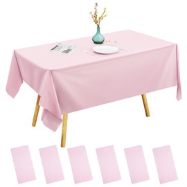 DIYJEP 6 Pack Pink Disposable Table Cloth, 137x274cm Plastic Tablecloth, Rectangle Large Party Tablecloths, Plastic Table Cover for Picnic Baby Shower Wedding Birthday Christmas Decorations