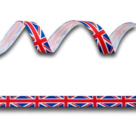 2 Yards (1.82 metres) Union Jack Flag UK GB Red White Blue Grosgrain Ribbon 9-10mm Wide, Ideal for Craft Projects, Scrapbooking, DIY Hair Bows, Present Wrapping etc.