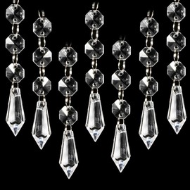 30 count Christmas Crystal Ornaments - Icicle Hanging Crystals Clear Plastic Chandelier Crystals Crystal Strands Crystal Chandelier Parts Dangling Crystals for Christmas Tree