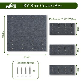 HOMEE RV Step Covers 3 Packs, Camper Step Covers 23 Inch Wide RV Step Rugs, RV Stair Covers with Install Hook Fit 8" to 11" RV Stair Treads,Non-Slip Outdoor RV Step Carpet