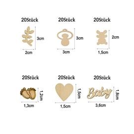 ParPix Pack of 120 Confetti Baby Shower Decoration Girls Boys, Baby Shower Confetti Wood, Unique Design Table Decoration Christening, Baby Shower Decoration, Wooden Confetti for Baby Party Decoration,