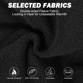 TAGVO Winter Thermal Fleece Balaclava, Unisex Warm Fleece Hat Hood Neck & Ear Warmer Scarf Snood Full Face Cover, Windproof Ski Mask for Running, Skiing, Cycling, Motorbikes, Hiking Black