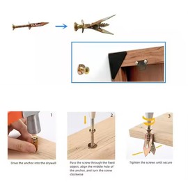 Aoktorkit 50 Sets Hammer Drive Anchor M4*35 Plasterboard Fixings Screws Cavity Wall Fixing for Drywall Gypsum Board