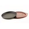 Happy Sales, Cast Iron Steak Plate Sizzle Griddle with Wooden