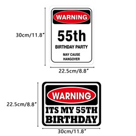 55th Birthday Party Decorations - 9PCS Wall Signs Funny Tags for Adults 55 Years Old Party Decor 55 Zone Table Centerpieces Yellow Caution Logos on Door Windows Yard Garden Banner Tea Party Supplies