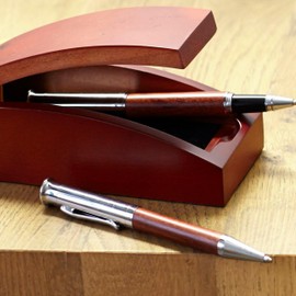 Writing Set 'Juist' Made of Rosewood - Wooden Case, Ballpoint Pen, Rollerball Pen, brown, Formal