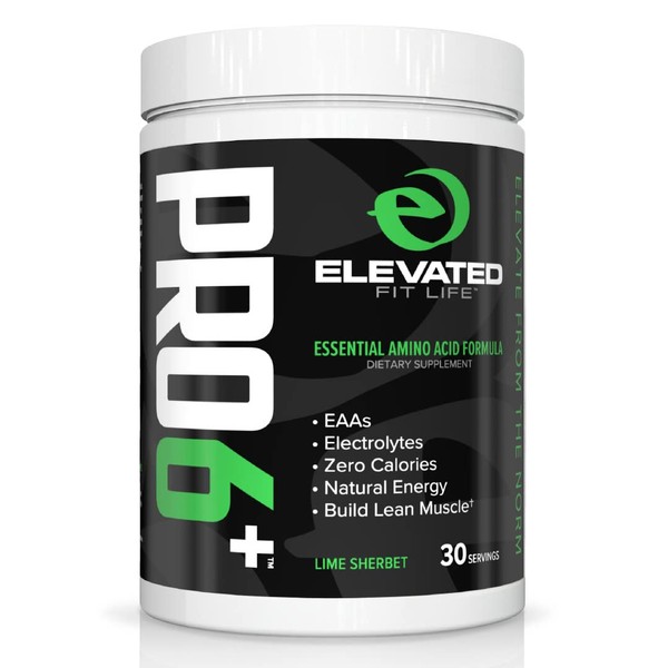 Elevated PRO6+ Essential Amino Acids Supplement - BCAAs Amino Acids Pre Workout Powder for Men and Women, EAAs to Build Lean Muscle & Reduce Post Workout Fatigue, 30 Servings (Lime Sherbet)
