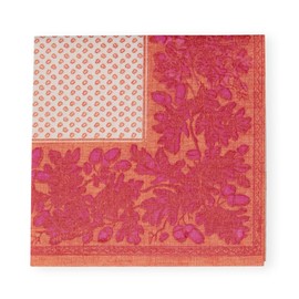 Caspari Oak Leaves & Acorns Paper Linen Cocktail Napkins in Orange & Fuchsia - 15 Per Package, 2 Packs