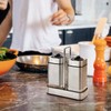 Salt and Pepper Shakers Set with Holder-Stainless Steel Salt Shaker