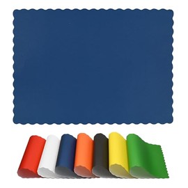 Paper Placemats for Dining Table – Disposable Scalloped Edges Color Table Mats Great for Parties and Christmas Table Decorations 10"x14" (Blue) 50ct