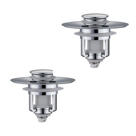 ADKADI Universal 2 in 1Bathroom Sink Stopper, 2 Pack Pop Up Bathroom Sink Drain Strainer for 1.06"-1.65" Basin Drain Holes, Anti Clogging Drain Filter(Chrome Silver)