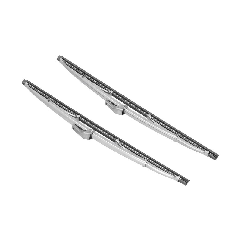 12in/30.48cm Front Windshield Wiper Blades Stainless Steel Polished Silver Universal