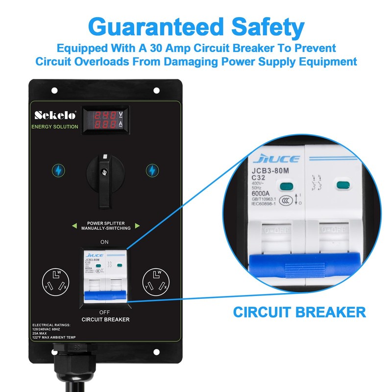 Manual EV Charging Switch for Dryer & EV, NEMA 10-30,