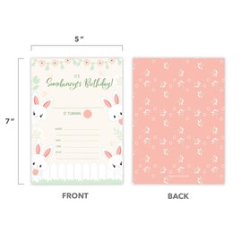 Bunny Rabbit Style 2 Happy Birthday Invitations Invite Cards (10 Count) With Envelopes Boys Girls Kids Party (10ct)