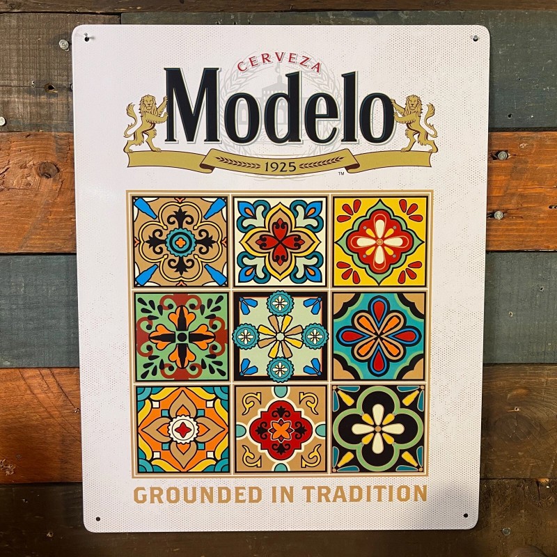 Modelo Tiles 15" x 12" Metal Beer Sign W/ Reinforced