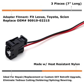 iJDMTOY 3pc Female 2-Way Engine Spark Ignition Coil Connector w/ 6-Inch Pigtail Wiring Compatible with Lexus/Toyota 3.0L V6 Engine: 1JZGTE 2JZGTE 2JZGE, Replace OEM 90919-02215