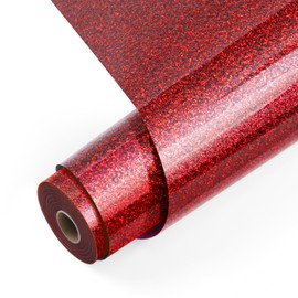 LOKLIK Heat Transfer Vinyl Roll - Iron-On HTV for T-Shirts & Fabrics - Durable Machine Washable Craft Vinyl for Use with Heat Press Machines (Glitter Red)