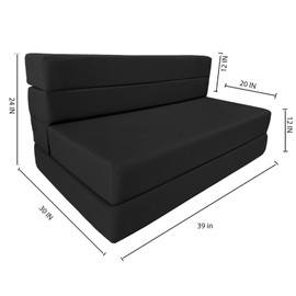 Danfuton Twin Lounger Folding Foam Mattress, Foldable Sofa Bed Sit Sleep 6x39x80 Black