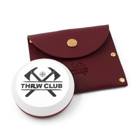 THRWCLUB Axe Sharpener 400/1000 Grit - Hatchet/Axe Sharpening Stone, Axe Blade Sharpener, Sharpening Puck, Lansky Puck, Dual Grit Multi-Purpose Hatchet Sharpening Tool with Leather Sheath