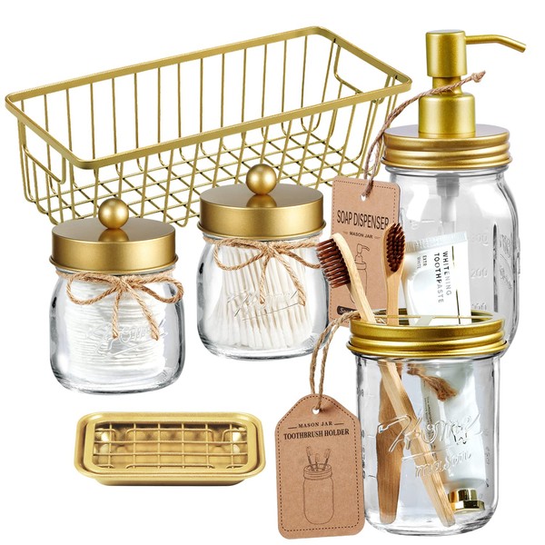 SheeChung SheeChung 6Pcs Mason Jars Bathroom Accessories Set Complete -