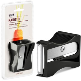 Karoto Carrot Sharpener | Vegetable Peeler | Veggie Peeler & Cucumber Peeler | Fun Kitchen Gadgets | from a Series of Unique Peelers for Kitchen | Fun Kitchen Stuff | by Monkey Business (Black)