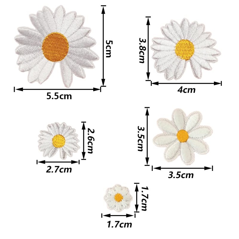 Aweisile Daisy Patch, Iron-On Patches, Pack of 25 Sew-On Flower
