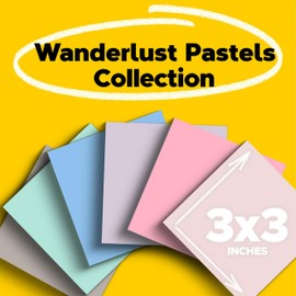 Post-it 100% Recycled Paper Super Sticky Notes, 2X The Sticking Power, 3x3 in, 12 Pads/Pack, 70 Sheets/Pad, Wanderlust Pastels Collection