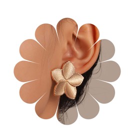 Allereya Vintage Matte Flower Earrings Hammered Flower Stud Earrings Gold Metal Flower Earrings Minimal Floral Earrings Jewellery for Women and Girls, Zinc, No Gemstone