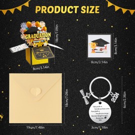 Tenare Pack of 2 Graduation Gifts Graduation Class 2024 Inspirational Graduation Keyring and Graduation Greeting Card, 3D Graduation Congratulations Card for Graduation Bachelor Master Graduation