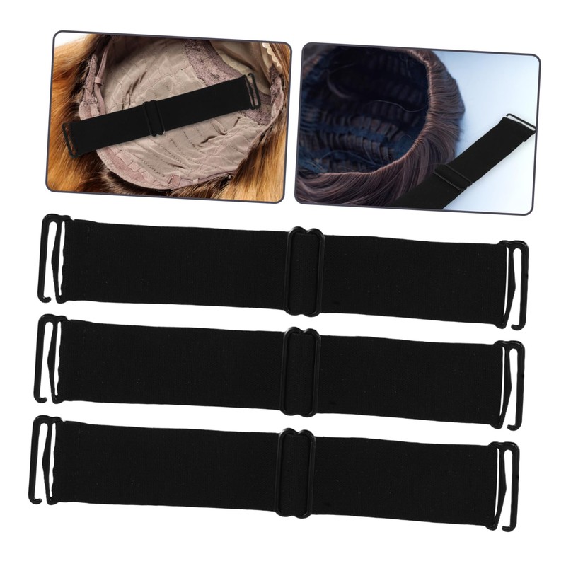 Mikinona Elastic Wig Headband 3pcs Wig Mesh Cap Adjustment Buckle